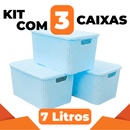 Kit 3 Cestos Organizadores Multiuso Rattan 7L Com Tampa Colorido