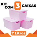 Kit 3 Cestos Organizadores Multiuso Rattan 7L Com Tampa Colorido