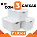 Kit 3 Cestos Organizadores Multiuso Rattan 7L Com Tampa Colorido