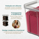 Kit Potes Herméticos Porta Mantimentos Organizador de Cozinha Transparente Com Trava BPA Free