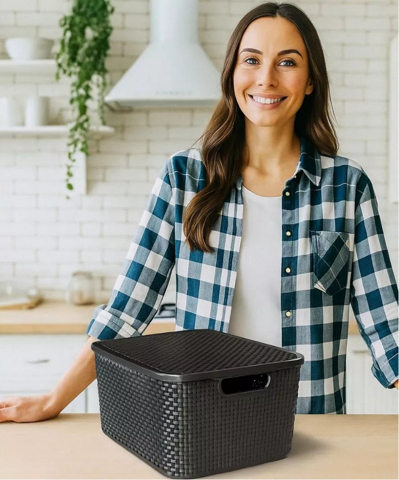 🧺 Kit 3 Cestos Organizadores Rattan com Tampa – Organização, Estilo e Praticidade em Qualquer Ambiente!
